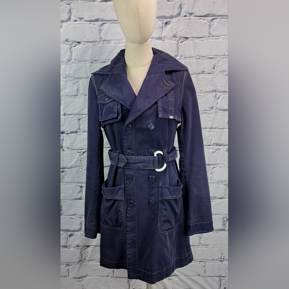 Diesel Women's Trench Coat Jacket Denim Cotton Belted High Quality size Small